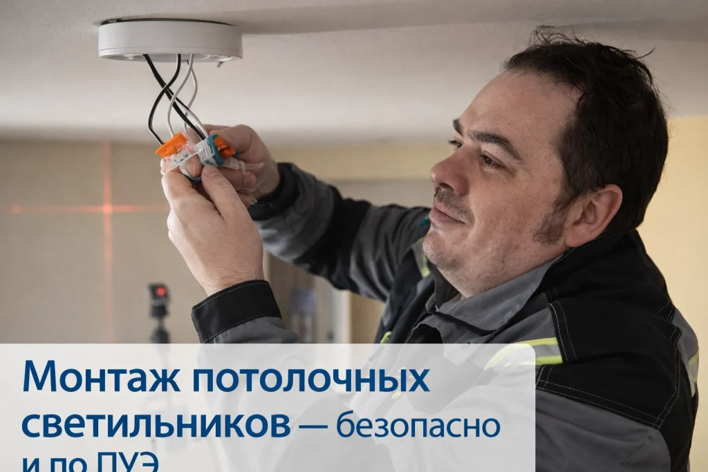установка потолочного светильника